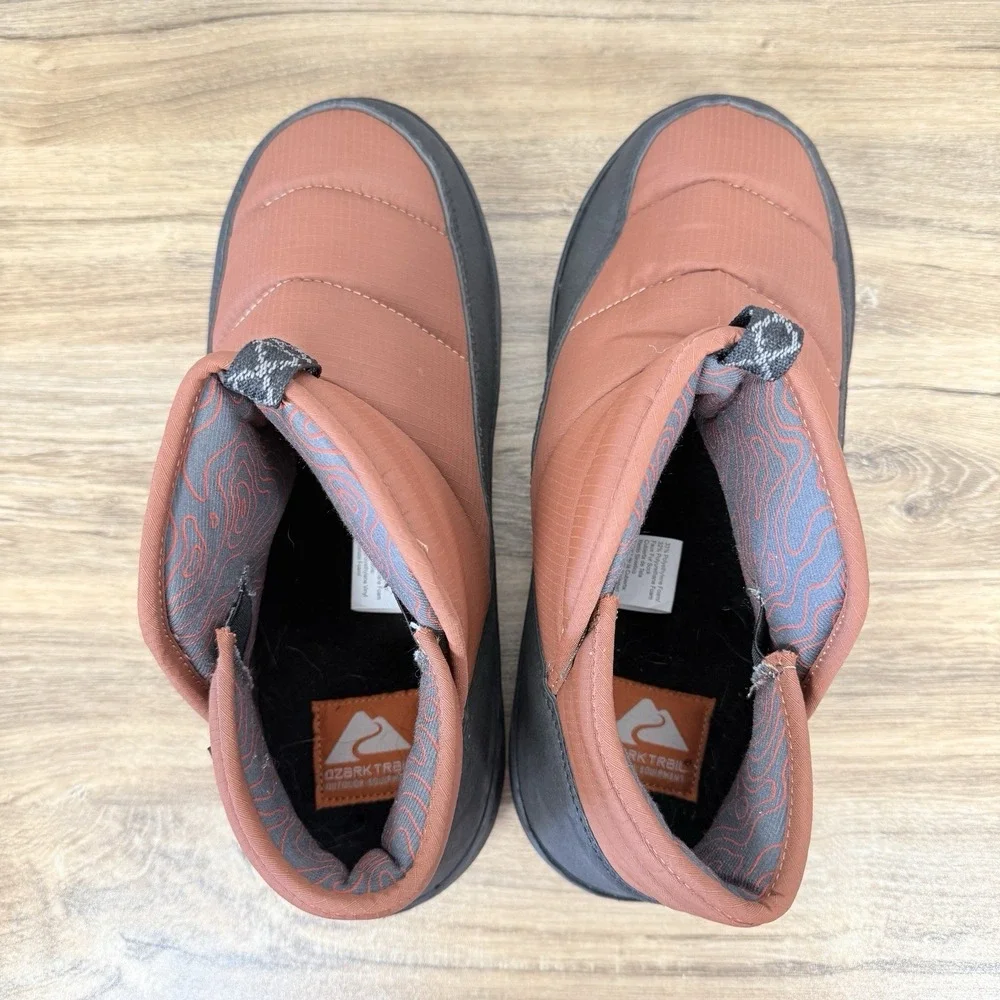 Ozark Trail Boot Slipper Puffer Orange Black Men's Size 10